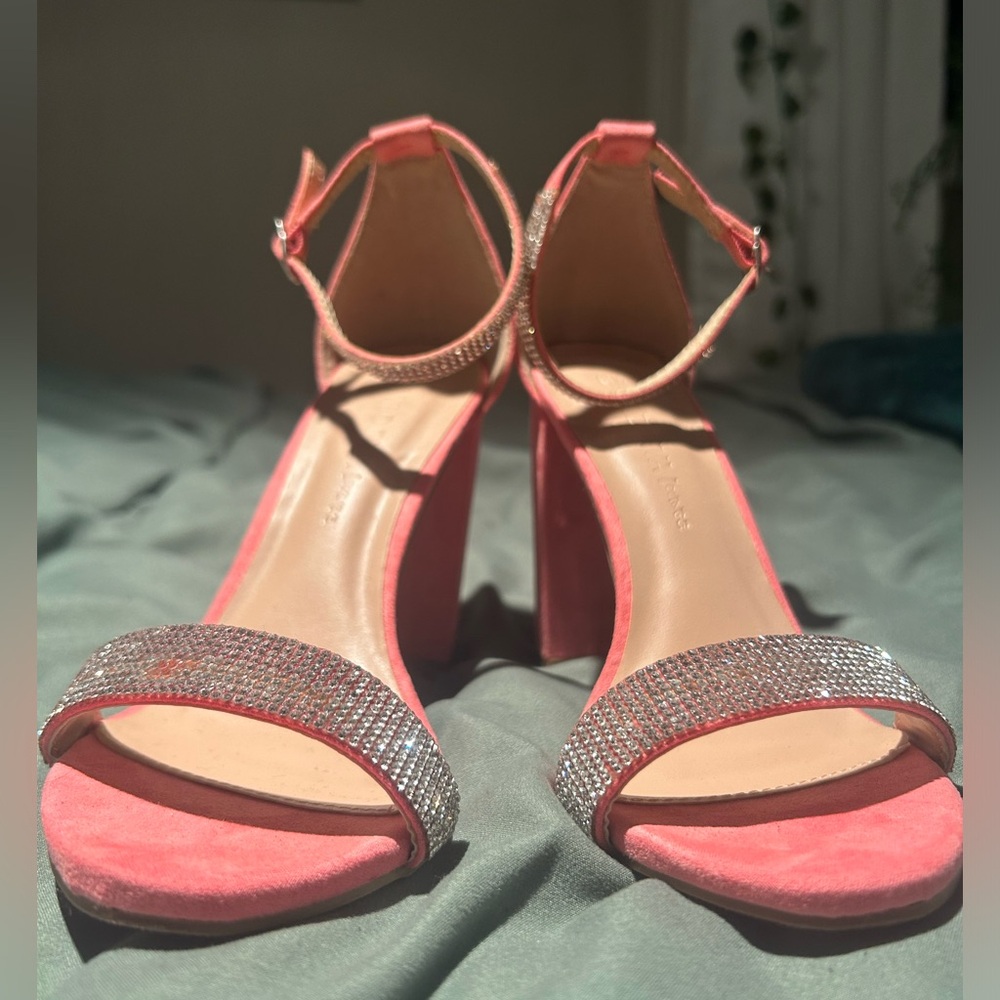 Bubblegum Pink Rhinestone Block Heels